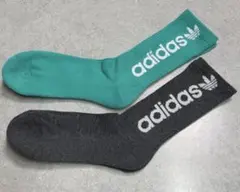 adidas ソックス 靴下 2足 グリーン グレー