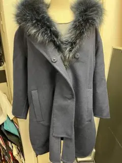 エルマンノシェルビーノ ロングコート シルバーフォックス 40サイズ NV系