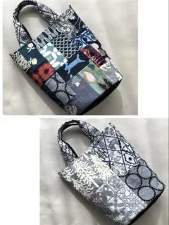 ミナペルホネン ハンドメイド両面パッチワーク　オーバル底トートバッグ