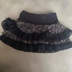 mezzo pianoフリルスカート 黒 花柄 130cm