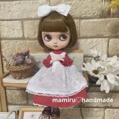 ブライスアウトフィット♡The red♪パフ袖ワンピ＆お花レースのエプロンセット
