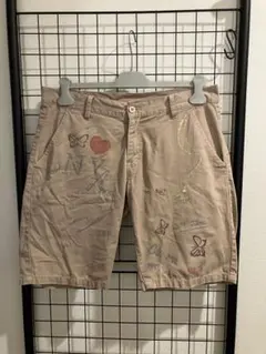M&S チノパン ハーフパンツ NY ニューヨーク ペイント グラフィック Lのサムネイル