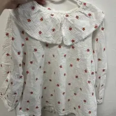 petit main 花柄刺繍 長袖ブラウス 120cm