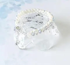 パールブルービーズ　ブレスレット　ハンドメイド