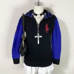 y2k ラルフローレン ビッグポニー ハーフジップ 平成ギャル