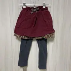 プティマイン 110 コーデュロイ レギンス付きスカート スカッツ