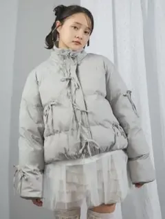 merry jenny ribbon paddedジャケット グレー