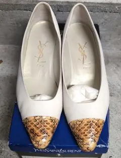 売切！Yves Saint Laurent パンプス パイソン切替 35.5のサムネイル
