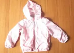 リボン柄ピンク フードしまえる　ジャケット 110cm
