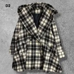 日本製✨️チェック柄　コート　アウター　ゆったり　ゆるだぼ　ウール混　フリー