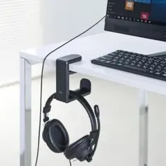 サンワサプライ 360°回転式ヘッドフォンフック バネ式 PDA-STN18BKのサムネイル