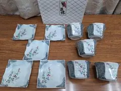 未使用　有田焼　錦地紋萩　料理揃 小鉢 小皿　角皿　深皿　六角　10点　金彩のサムネイル