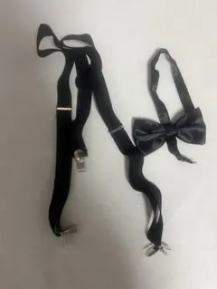 黒 サスペンダー と蝶ネクタイセット