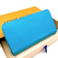 【最高級美品】ルイヴィトン エピ ジッピーウォレット ターコイズブルー A608