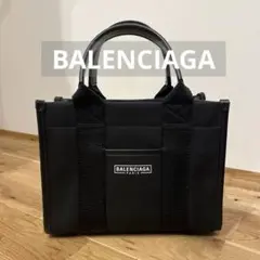 BALENCIAGA ブラック ハードウェア　キャンバス　トートバッグ　XS