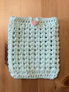 ハンドメイドかぎ針編みKindleカバー　ポーチ　パステルグリーン