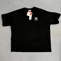 Hello Kitty 刺繍 半袖Tシャツ ブラック 3L