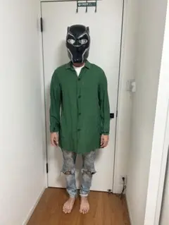 SHIPS 長袖裾長シャツ　グリーン