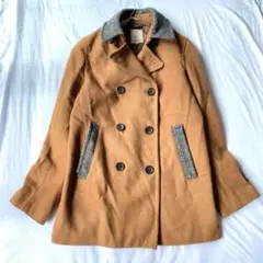 【セブンデイズサンデイ】× ハリスツイード Pコート 襟ポケット切替異素材 M