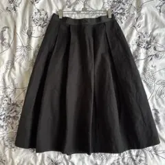 マーガレットハウエル コットンリネン ロングフレアスカート ３黒 日本製