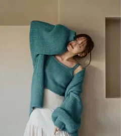 mideal キャミ付きニットカーディガン blue