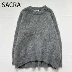 【サクラ】長袖ニット　M　アルパカ・ウール混　クルーネック　プルオーバー　M