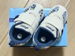 アシックス キッズスニーカー ホワイト/ブルー　花柄