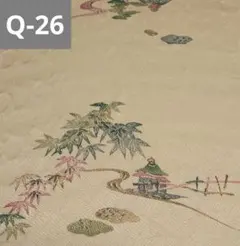 Q-25 アイボリー 松 竹 風景 着物 はぎれ 正絹 生地 素材 リメイク