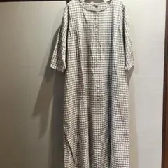 美品　サマンサモスモス　ギンガムチェック　ロングワンピース　ベージュフリーサイズ