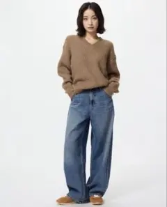 777様専用UNIQLO 美品　バギーカーブジーンズ　丈短め　67blue