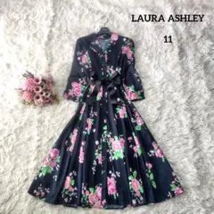 【美品♡人気デザイン】ローラアシュレイ　バラ柄ロングシャツワンピース　11