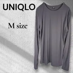 【UNIQLO】リブT クルーネック 長袖 グレー M ロンT カットソー