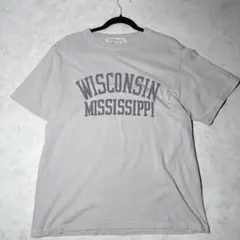 レミレリーフ カレッジロゴ プリント Tシャツ M グレー ヴィンテージ加工のサムネイル