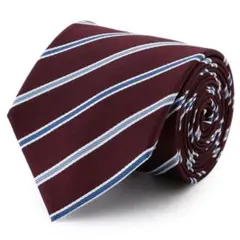 アオキ　大剣幅7.5cm ストライプ柄ネクタイ LES MUES ワイン