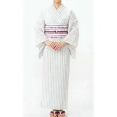 ☆専用☆浴衣 生成り地 縞柄 身丈160cm カジュアル お洒落 夏 綿