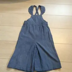 デニム風フリル付きオーバーオール