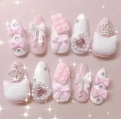 ネイルチップ量産型地雷韓国フレンチガーリー天使界隈平成女児ちゅるん