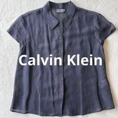 Calvin Klein カルバンクライン 半袖シャツ S ネイビー　リネン混