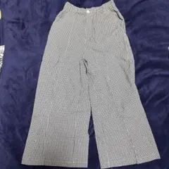 Keitto 綿ギンガムチェックワイドパンツ　M