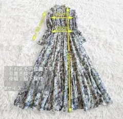 rienda リエンダ◆ロングワンピース M 花柄 長袖 総柄 肩あき フレア