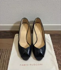 極美　FABIO RUSCONIファビオルスコーニオープントゥパンプス　ネイビー