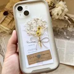 みるくそーだ】スマホに挟める ミニブーケ ドライフラワー インナー