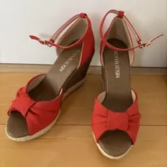 【新品未使用】　MISCH MASCH ウェッジソール サンダル レッド　Mのサムネイル