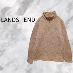 ランズエンド ハーフジップジャケット ベージュ系ミックスカラー ゆるだぼ