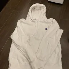 Champion ホワイト フード付きパーカー M