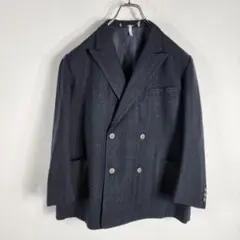 美品 MIYAKE ストライプダブルテーラードジャケット チャコールグレー XL