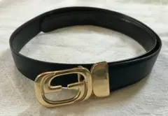 GUCCI グッチ　イタリア製レザーベルト　黒　Gバックル　インターロッキング