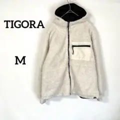 【ティゴラ】ボアブルゾン M ホワイト ブラック リバーシブル フルジップ