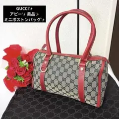 美品 GUCCI グッチ アビー ミニボストンバッグ キャンパス×レザー バッグ