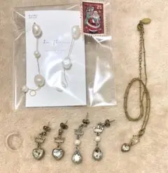 ピアス まとめ売り パール ピンクゴールド ハート ネックレス リング 14号